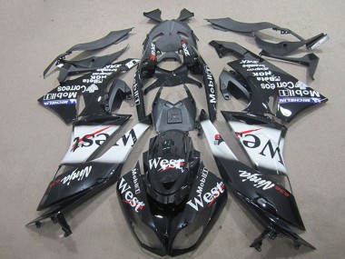 Discount 2009-2012 Glossy Black White West Kawasaki ZX6R Motorcycle Fairings Canada