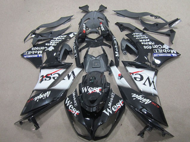 Discount 2009-2012 Glossy Black White West Kawasaki ZX6R Motorcycle Fairings Canada