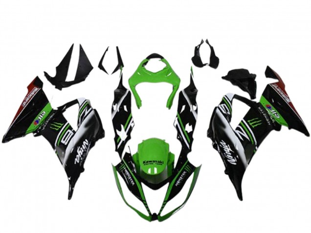 Discount 2013-2018 Green Black White Elf Monster Kawasaki ZX6R Motorcycle Fairings Canada