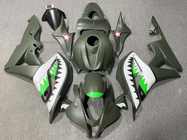Discount 2007-2008 Army Green White Green Shark Honda CBR600RR Motorcycle Fairings Canada