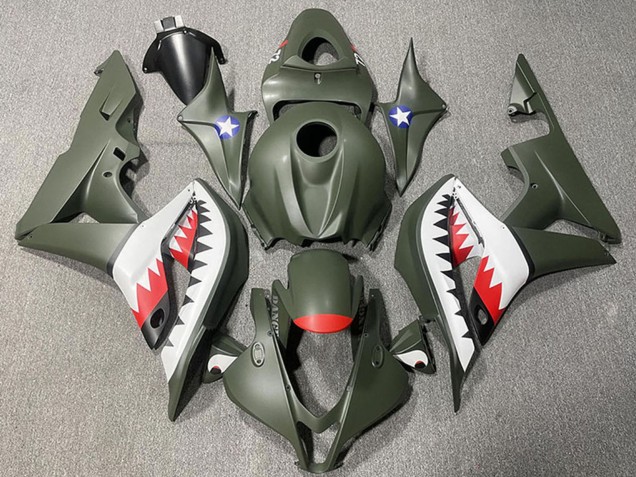 Discount 2007-2008 Army Green White Red Shark Honda CBR600RR Motorcycle Fairings Canada