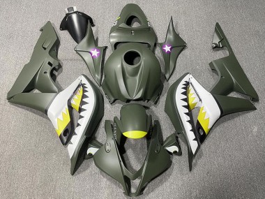Discount 2007-2008 Army Green White Yellow Shark Honda CBR600RR Motorcycle Fairings Canada