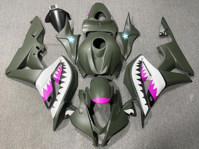 Discount 2007-2008 Army Green White Pink Shark Honda CBR600RR Motorcycle Fairings Canada