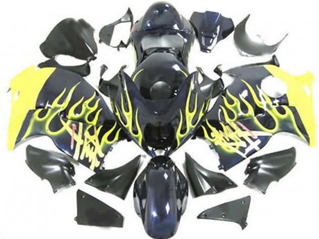 Discount 1997-2007 Glossy Black Yellow Flame Suzuki GSXR 1300 Motorcycle Fairings Canada