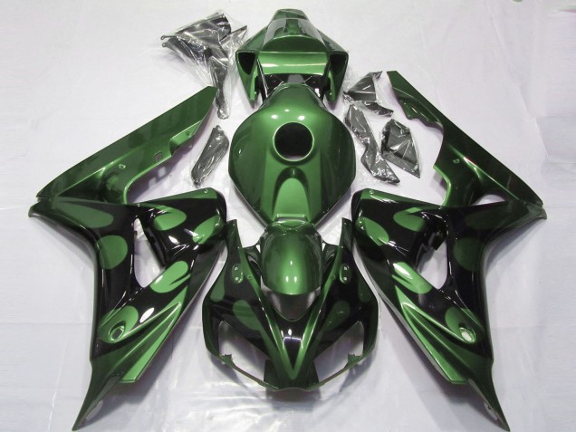 Discount 2006-2007 Green Glossy Black Flame Honda CBR1000RR Motorcycle Fairings Canada