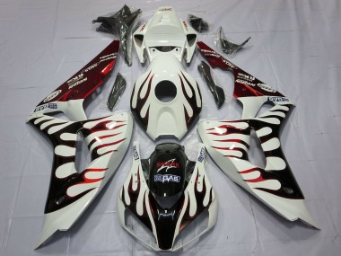 Discount 2006-2007 White Red Glossy Black Flame Honda CBR1000RR Motorcycle Fairings Canada