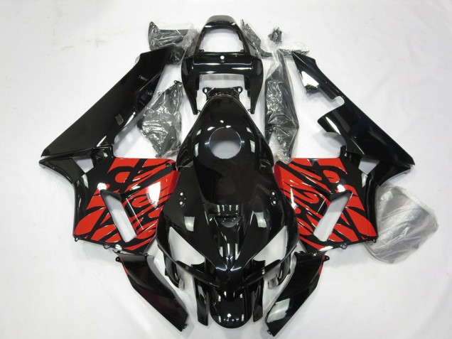 Discount 2005-2006 Glossy Black and Tribal Red Honda CBR600RR Motorcycle Fairings Canada