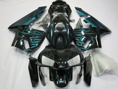 Discount 2003-2004 Glossy Black Green Flame Honda CBR600RR Motorcycle Fairings Canada