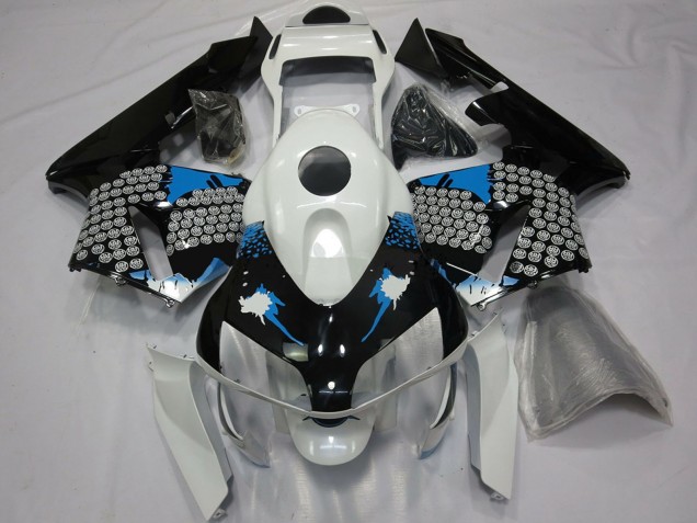 Discount 2003-2004 White Blue Glossy Black Splatter Honda CBR600RR Motorcycle Fairings Canada
