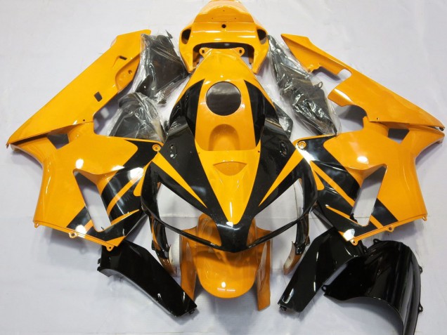 Discount 2005-2006 Bright Orange Glossy Black Design Honda CBR600RR Motorcycle Fairings Canada