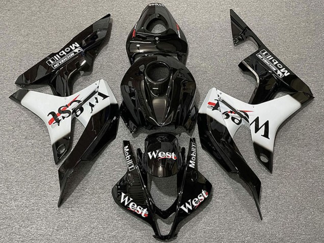 Discount 2007-2008 Glossy Black White West Style Honda CBR600RR Motorcycle Fairings Canada