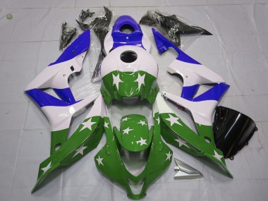 Discount 2007-2008 White Blue Green Stars Stripe Honda CBR600RR Motorcycle Fairings Canada