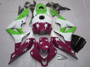 Discount 2007-2008 White Green Maroon Red Stars Stripe Honda CBR600RR Motorcycle Fairings Canada