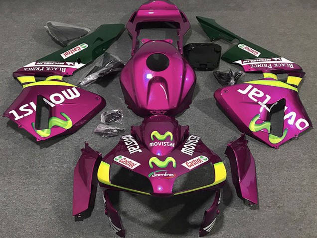 Discount 2003-2004 Hot Pink Yellow Green MoviStar Honda CBR600RR Motorcycle Fairings Canada