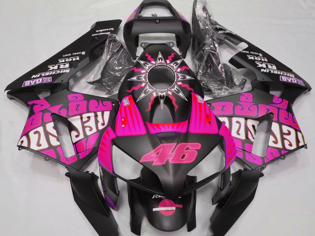 Discount 2003-2004 Hot Pink Glossy Black Rossi Repsol Honda CBR600RR Motorcycle Fairings Canada