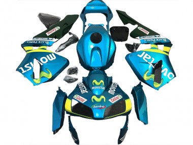 Discount 2003-2004 Light Blue Yellow Green MoviStar Honda CBR600RR Motorcycle Fairings Canada