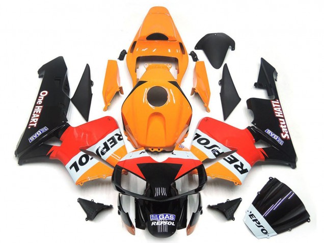 Discount 2003-2004 Orange White Red Glossy Black One Heart Repsol Honda CBR600RR Motorcycle Fairings Canada