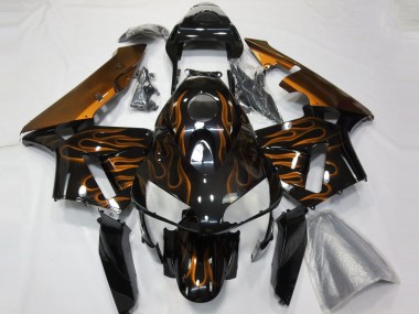 Discount 2003-2004 Glossy Black Orange Flame Honda CBR600RR Motorcycle Fairings Canada