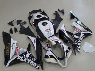 Discount 2007-2008 White Gold Glossy Black PlayBoy Honda CBR600RR Motorcycle Fairings Canada