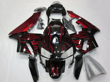 Discount 2003-2004 Glossy Black Red Flame Honda CBR600RR Motorcycle Fairings Canada