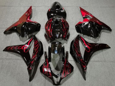 Discount 2009-2012 Glossy Black Red Flame Honda CBR600RR Motorcycle Fairings Canada