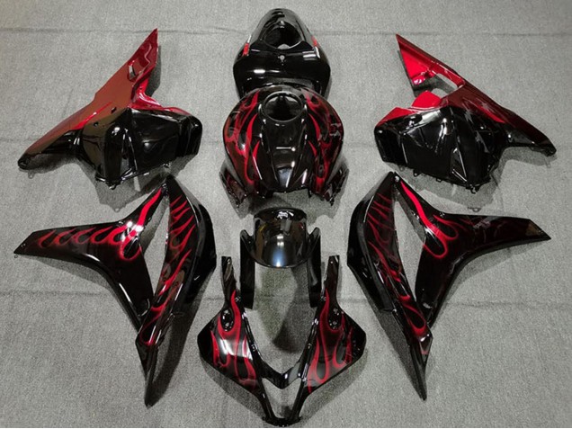 Discount 2009-2012 Glossy Black Red Flame Honda CBR600RR Motorcycle Fairings Canada