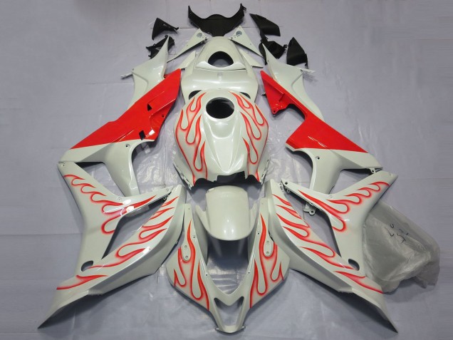 Discount 2007-2008 White Red Flame Honda CBR600RR Motorcycle Fairings Canada
