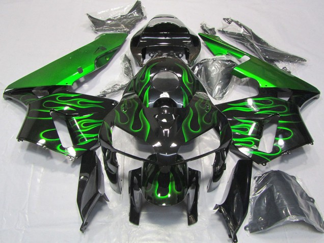 Discount 2005-2006 Glossy Black Vibrant Green Flame Honda CBR600RR Motorcycle Fairings Canada