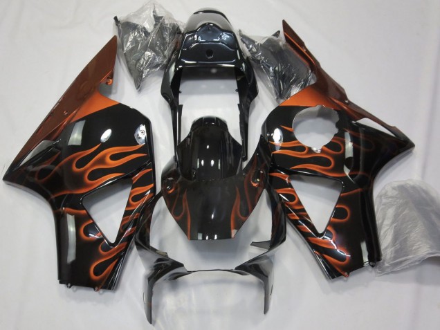 Discount 2002-2003 Glossy Black Orange Flame Honda CBR954RR Motorcycle Fairings Canada