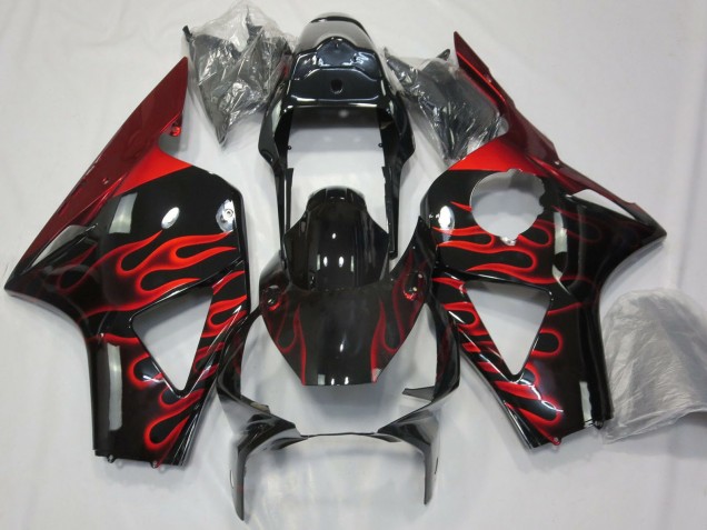 Discount 2002-2003 Glossy Black Red Flame Honda CBR954RR Motorcycle Fairings Canada