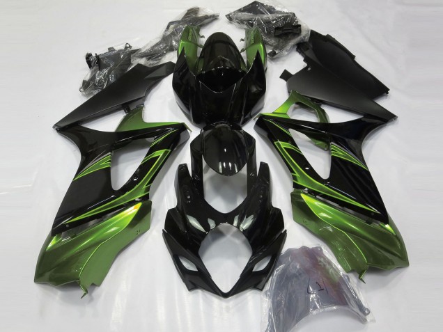Discount 2007-2008 Glossy Black Green Suzuki GSXR 1000 Motorcycle Fairings Canada