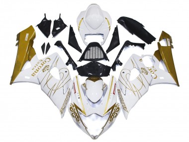 Discount 2005-2006 White Gold Corona Custom Suzuki GSXR 1000 Motorcycle Fairings Canada
