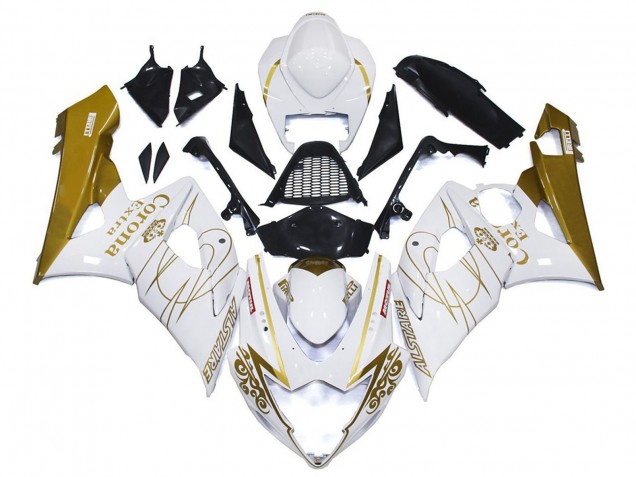 Discount 2005-2006 White Gold Corona Custom Suzuki GSXR 1000 Motorcycle Fairings Canada