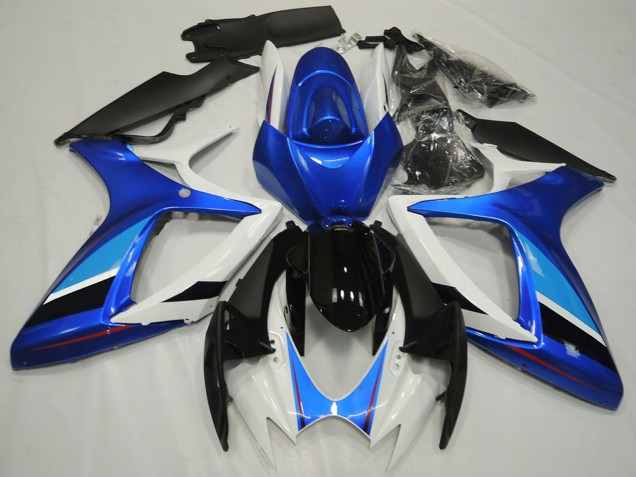 Discount 2006-2007 White Blue Glossy Black Stripe Suzuki GSXR 600 / GSXR 750 Motorcycle Fairing Canada