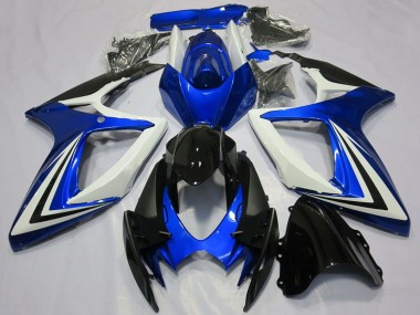 Discount 2006-2007 White Blue Glossy Black Stripe Suzuki GSXR 600 / GSXR 750 Motorcycle Fairings Canada