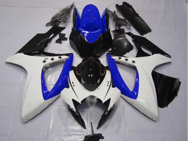 Discount 2006-2007 White Blue Glossy Black Star Suzuki GSXR 600 / GSXR 750 Motorcycle Fairings Canada