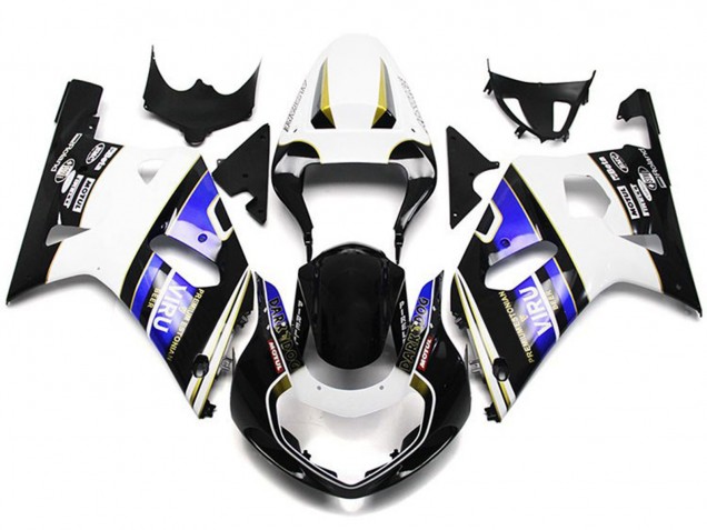 Discount 2001-2003 White Blue Glossy Black Viru Style Suzuki GSXR 600 / GSXR 750 Motorcycle Fairings Canada
