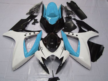 Discount 2006-2007 Light Blue White Glossy Black Star Suzuki GSXR 600 / GSXR 750 Motorcycle Fairings Canada