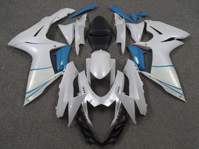 Discount 2011-2024 Pearl White and Light Blue Suzuki GSXR 600 / GSXR 750 Motorcycle Fairings Canada