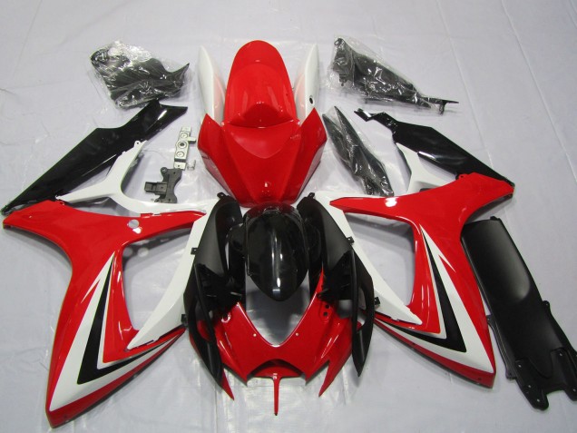 Discount 2006-2007 White Red Glossy Black Stripe Suzuki GSXR 600 / GSXR 750 Motorcycle Fairings Canada