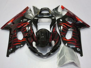 Discount 2001-2003 Glossy Black Red Flame Suzuki GSXR 600 / GSXR 750 Motorcycle Fairings Canada