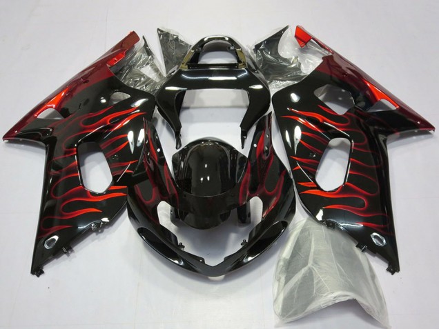 Discount 2001-2003 Glossy Black Red Flame Suzuki GSXR 600 / GSXR 750 Motorcycle Fairings Canada