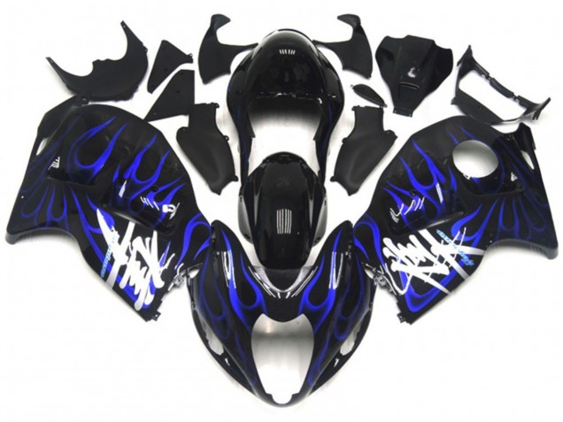 Discount 1997-2007 Glossy Black with Deep Blue Flame Suzuki GSXR 1300 Motorcycle Fairings Canada