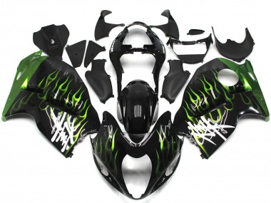 Discount 1997-2007 Glossy Black with Deep Green Flame Suzuki GSXR 1300 Motorcycle Fairings Canada