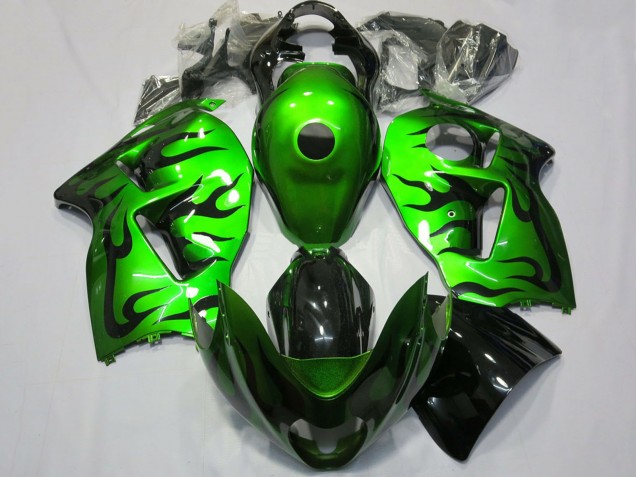 Discount 1997-2007 Green Black Flame Suzuki GSXR 1300 Motorcycle Fairing Canada