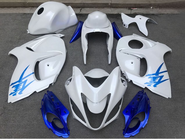Discount 2008-2020 Glossy White Blue Suzuki GSXR 1300 Motorcycle Fairings Canada