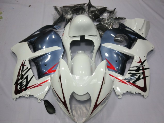 Discount 1997-2007 White and Dusty Blue Suzuki GSXR 1300 Motorcycle Fairings Canada
