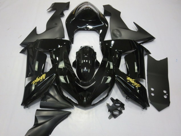 Discount 2006-2007 Glossy Black Matte Black and Gold Kawasaki ZX10R Motorcycle Fairings Canada