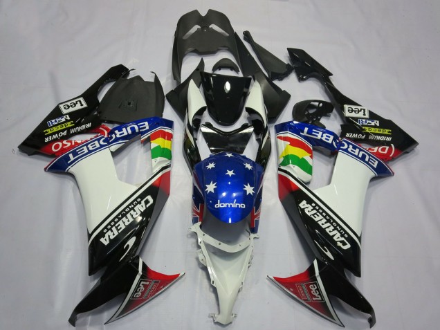 Discount 2008-2010 Glossy Black White Blue Red Eurobet Lee Carrera Star Kawasaki ZX10R Motorcycle Fairings Canada