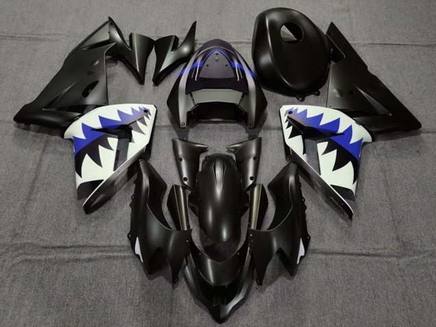 Discount 2004-2005 Matte Black and Dark Blue Shark Kawasaki ZX10R Motorcycle Fairings Canada